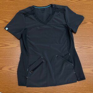 Gray Scrub Top – Modern Fit with Zip Pocket 🖤